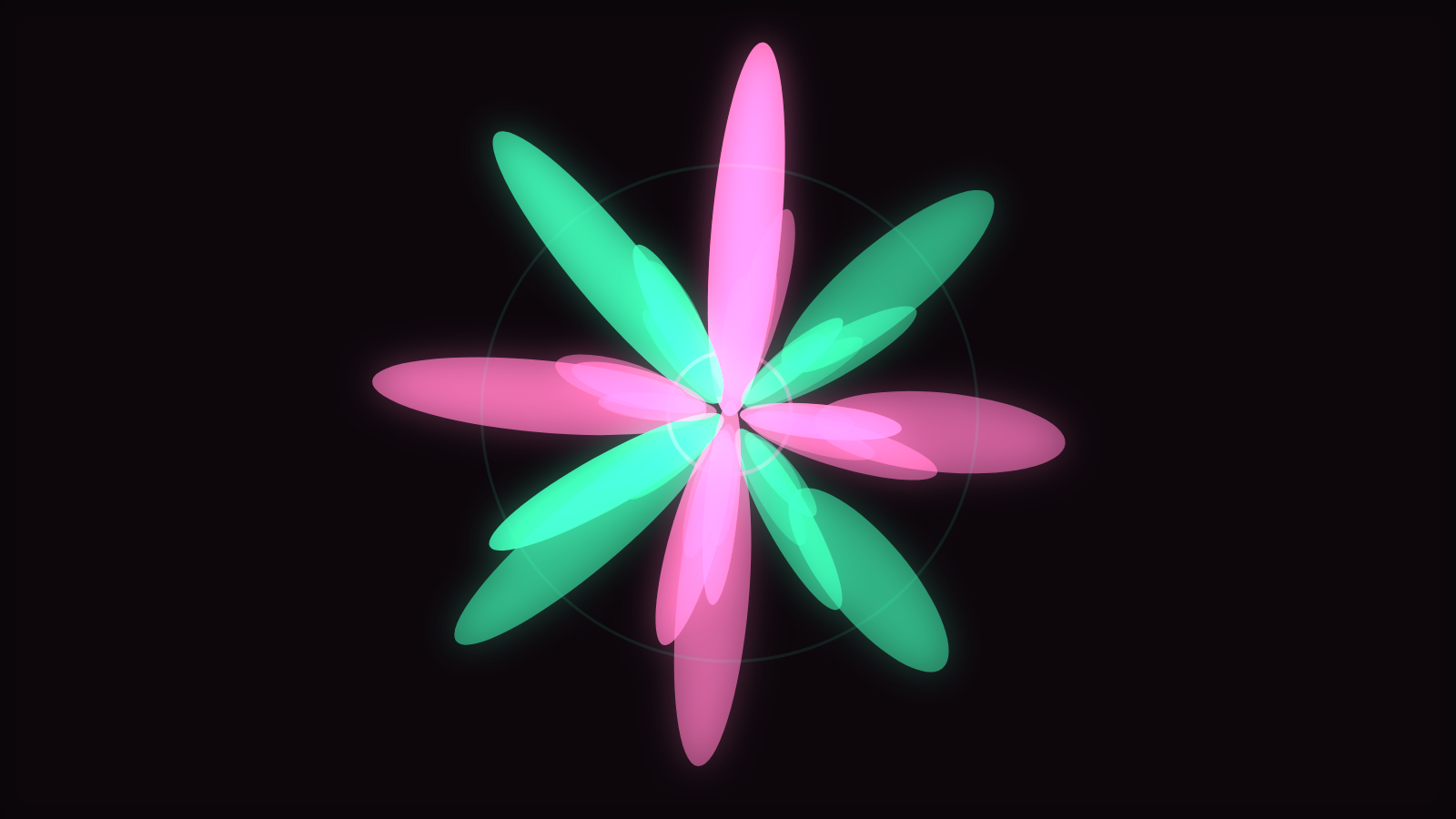 A bloom engine visualizer still with organic radial growth