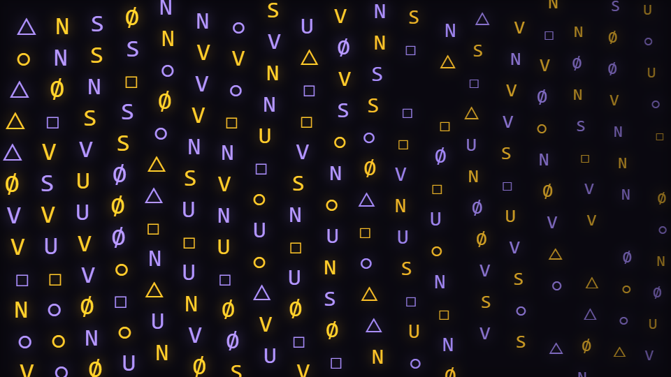 A grid of monospaced symbols at varying brightness falling in columns down a dark frame