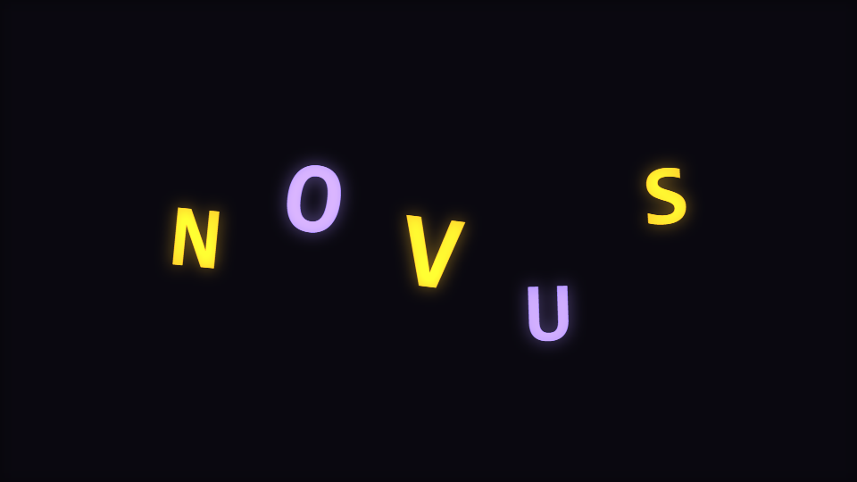 Monospaced capital letters arranged along a curve, some raised and rotated more than others