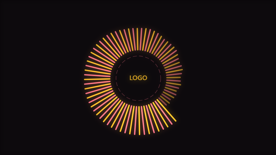 A ring of short radial bars of varying length around a reserved circular centre