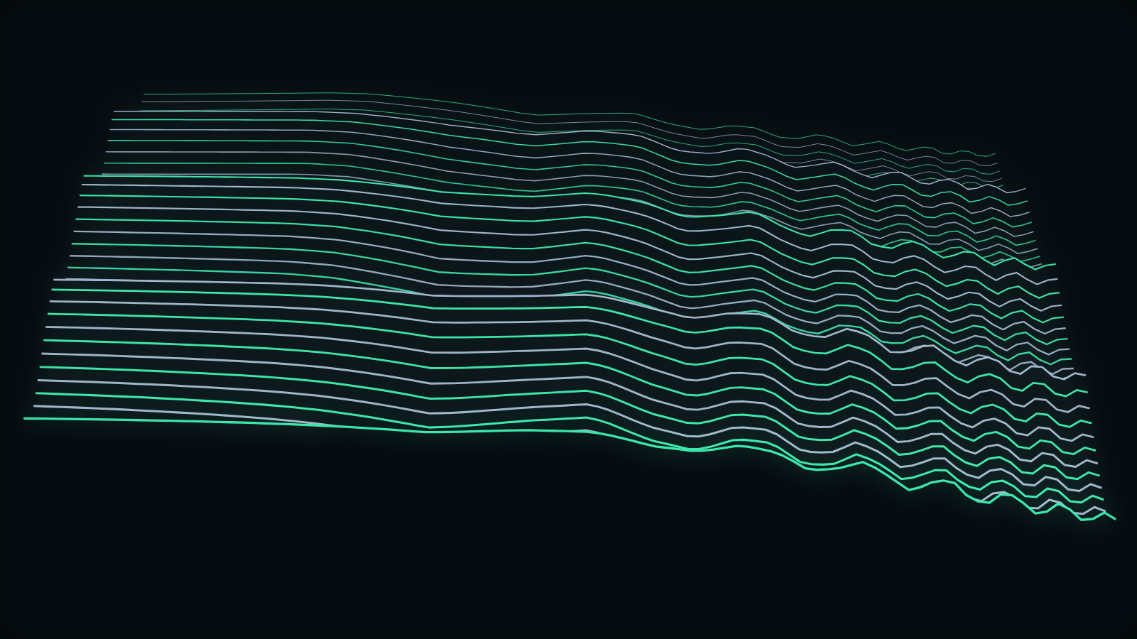 A receding landscape of stacked ridge lines from the Terrain engine