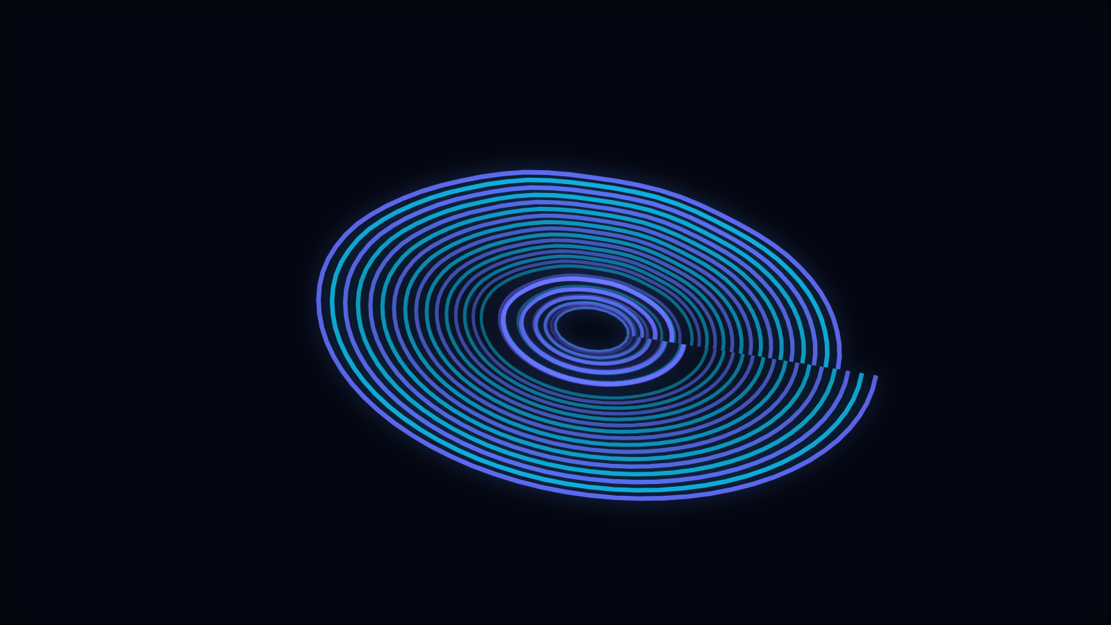 A tunnel visualizer still with rings rushing toward the camera
