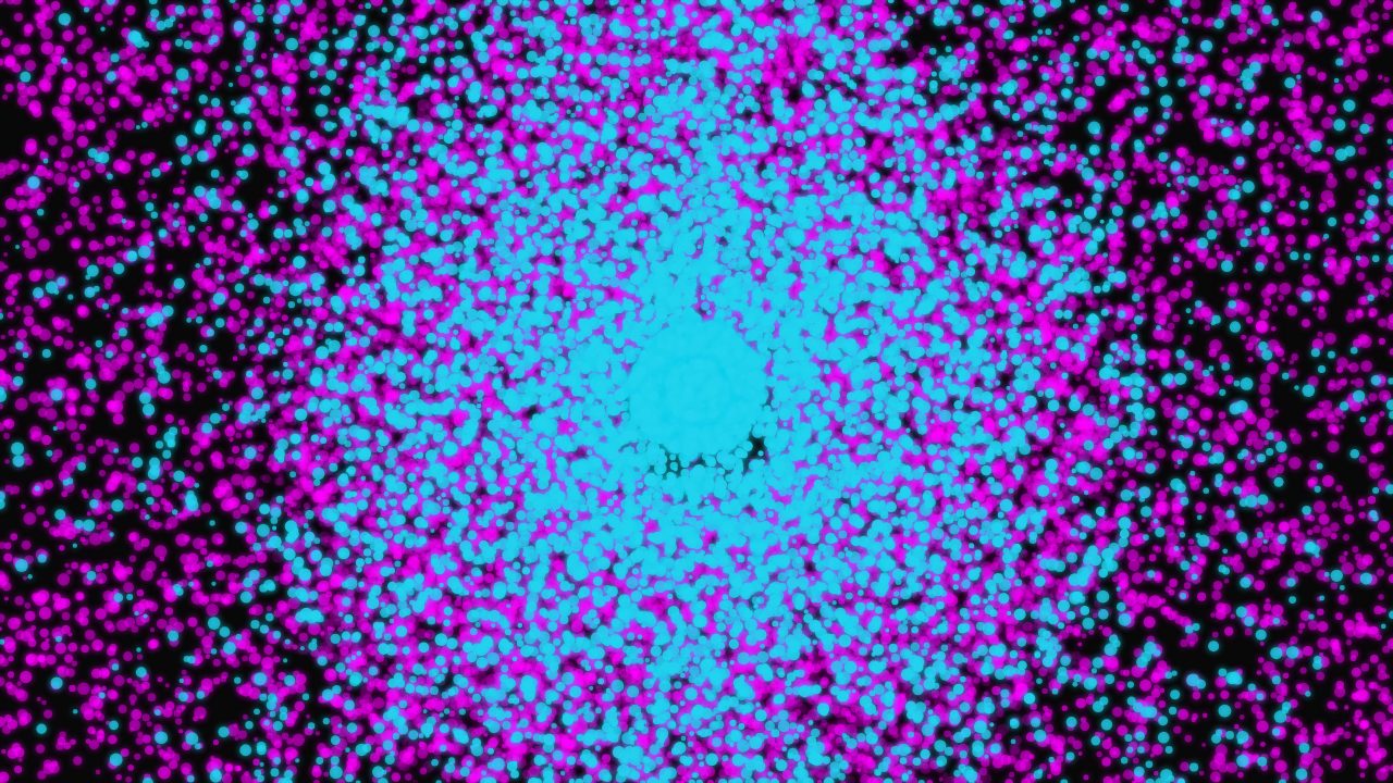 A drifting starfield scene from the Particles engine